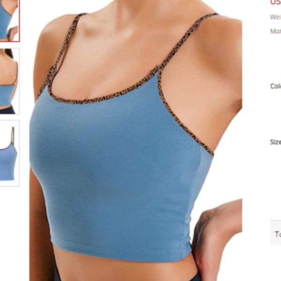 Unbranded Other - Blue Sports Bra With Leopard Trim
